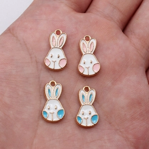 Cartoon Rabbit Enamel Alloy Charms For DIY Jewelry Making Cute Bunny Pendants For Necklace Bracelet Earring Accessories Handmade Craft