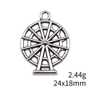 Antique silver ferris wheel charm pendant 24x18mm made of zinc alloy 2.44g