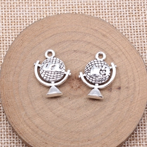 Antique silver globe pendants for DIY necklaces and bracelets in a retro industrial style