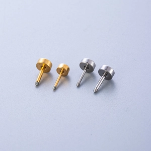 Clous d'oreilles à tête plate en acier titane doré et argenté pour piercings divers