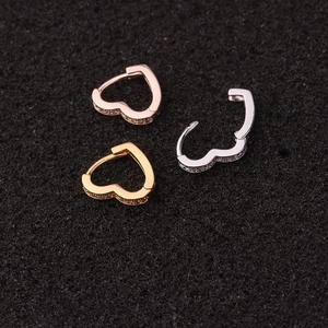 Fashion heart shaped zircon earrings in rose gold gold and silver finishes
