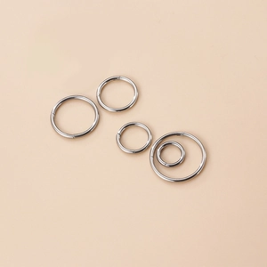 Polished silver titanium rings in five size gradients for nose, lip, and ear piercings