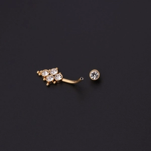Piercing de nombril sexy en acier inoxydable doré avec cristaux étincelants