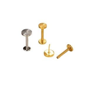 G23 titanium sun shape labret stud and ear cartilage piercing in gold and silver