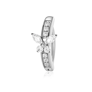 Bauchnabelpiercing aus Titan mit Schmetterling und funkelnden weißen Zirkonia Kristallen