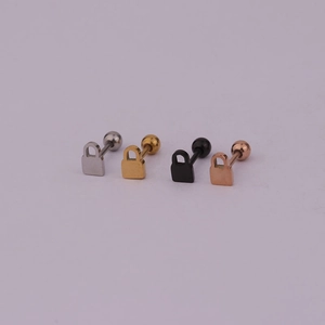 Vierer-Set Edelstahlohrstecker in Schlossform: Silber, Gold, Schwarz und Roségold Töne