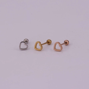 Dreifarbige Minimalistische Blitz-Herz-Ohrstecker in Silber, Gold und Roségold aus Stahl