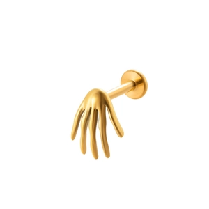G23 titanium golden palm labret stud for lip or cartilage piercing with flat back disc