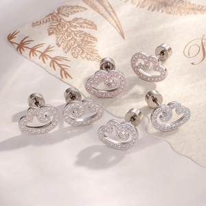 Engel Vleugel Kraakbeen Piercing Stud Zirkonia Titanium Staal Helix Tragus Conch Schroefsluiting Elegante Sieraden Dames