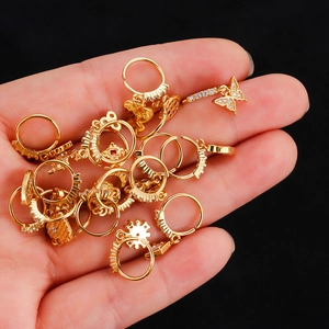 Aro de nariz dorado con corazón y mariposa de circonitas para mujer y joyería de nariz