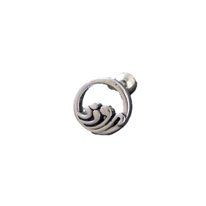 Clou d'oreille poli en acier inoxydable avec motif circulaire creux de style vintage