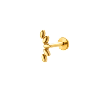 Piercing labret en titane G23 avec grappe dorée de zircons marquise et nacre