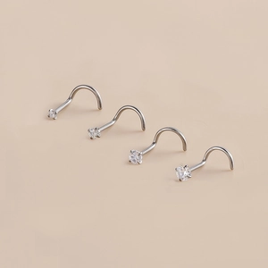 G23 titanium nose screws set with four different sizes of sparkling cubic zirconia