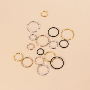 Ensemble d'anneaux de piercing en acier inoxydable en argent, or, noir et or rose poli