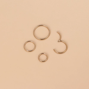 Anneaux de nez en acier inoxydable rose gold avec fermeture clicker, tailles variées
