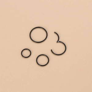 Lot de quatre anneaux de segment noirs en acier inoxydable pour nez, oreilles et lèvres