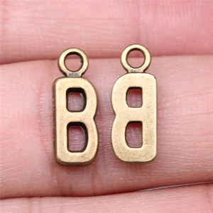 Retro bronze letter B pendants for DIY jewelry making sets in 16mm metal alloy finish