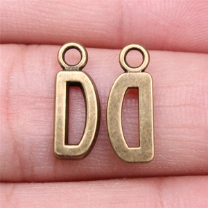 Retro bronze alphabet letter D pendant charm with hanging loop for jewelry making