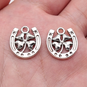 Antique Silver Alloy Horseshoe And Four-leaf Clover Pendants Lucky Charm For DIY Jewelry Making Necklaces Bracelets Jewelry