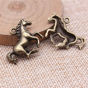 Vintage bronze horse animal charms for DIY jewelry making with realistic jumping horse detail