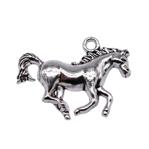 Antique silver running horse alloy pendant for DIY jewelry making and keychains