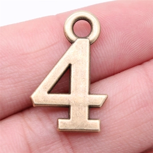 Antique bronze number 4 pendant for DIY jewelry making with vintage metallic finish