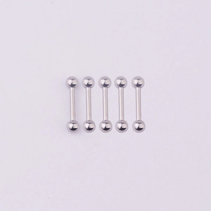 5-piece set of silver 316L stainless steel straight barbell studs for ear and nose piercing