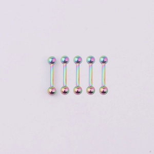 Set of 5 rainbow vacuum plated 316L stainless steel barbell piercings for ear and tongue