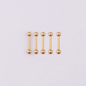 Five-piece set of gold vacuum-plated 316L stainless steel barbell body piercing jewelry