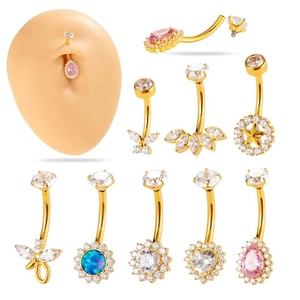 G23 Titane Piercing Nombril Filetage Interne Zircon Fleur Papillon Cœur Bijoux De Piercing Pour Femmes