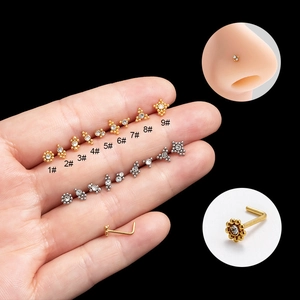 Nasenstecker L-Form Aus Edelstahl Mit Zirkonia Für Damen Herren Mode Minimalistisch Geometrisch Piercing Nasenring Schmuck
