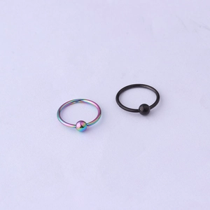 1.2mm stainless steel seamless piercing rings in iridescent and black finish set