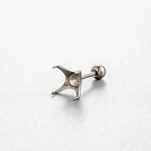 F136 Titan 4-Krallen Ohrstecker Basis mit Schraubverschluss für DIY Schmuckherstellung