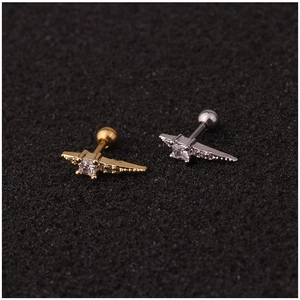 Flügel-Ohrstecker aus Edelstahl mit quadratischem Zirkonia in Gold und Silber Optik