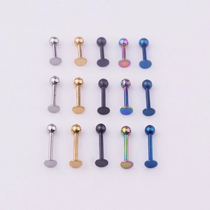 316L stainless steel labret stud set in silver gold black and rainbow colors