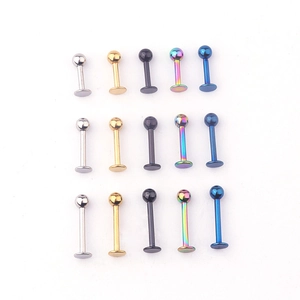 Lip Ring Stud Cartilage Earring 316L Stainless Steel Round Ball Vacuum Plated Body Piercing Jewelry For Men Women