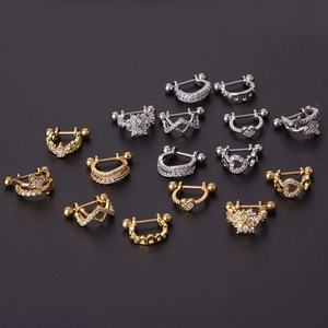 Ensemble de piercings d'oreille 20G en acier inoxydable avec zircons cubiques