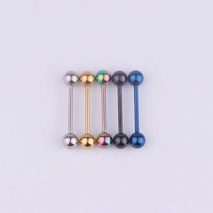Classic 316L stainless steel barbell piercing set in silver gold and multi-color finishes