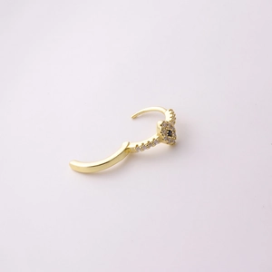 S925 silver evil eye hoop earring with gold plating and blue cubic zirconia accents