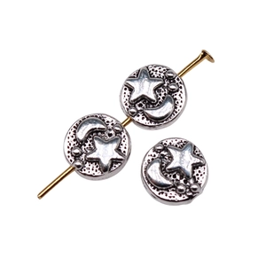 Perles célestes argentées avec lunes et étoiles pour la création de bijoux DIY artisanaux