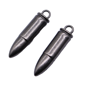Gunmetal 3D bullet pendants made of antique finish alloy for DIY jewelry and accessories