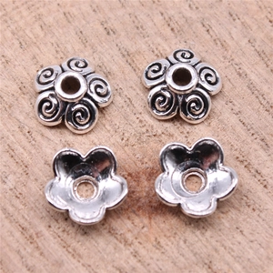 Calottes fleurs 10x4mm en argent antique avec relief vortex pour bijoux DIY