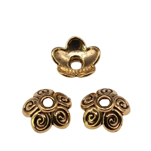 Calottes de perles 10x4mm en bronze vintage en forme de fleur pour bijoux DIY