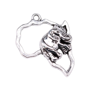 Antique silver African map elephant pendant in zinc alloy for DIY jewelry necklace