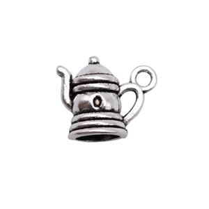 Vintage 3D silver teapot pendant charm in zinc alloy for DIY jewelry making
