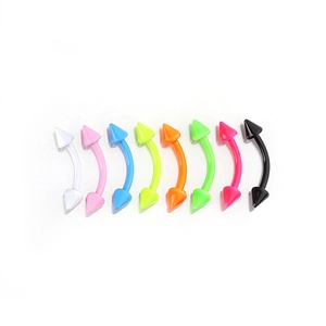 Stainless Steel Curved Barbell Eyebrow Rings Studs With Spike Ends Neon Lacquer Coated Colorful Body Piercing Jewelry