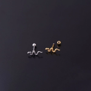 Slangenpatroon 16G roestvrijstalen labret en kraakbeenpiercing in goud en zilver set