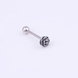 Bijou de piercing rose en acier inoxydable vintage avec finition florale antique