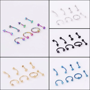 Stainless Steel Body Piercing Jewelry For Nose Eyebrow Lip Stud Captive Bead Ring Gold Silver Black Blue Rainbow Unisex Fashion