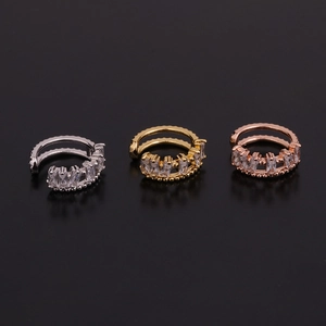 Drei U-förmige Earcuffs in Silber, Gold und Roségold mit Baguette-Zirkonia-Besatz
